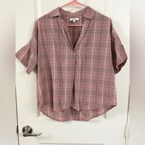 Madewell Pink Plaid Button Down Shirt